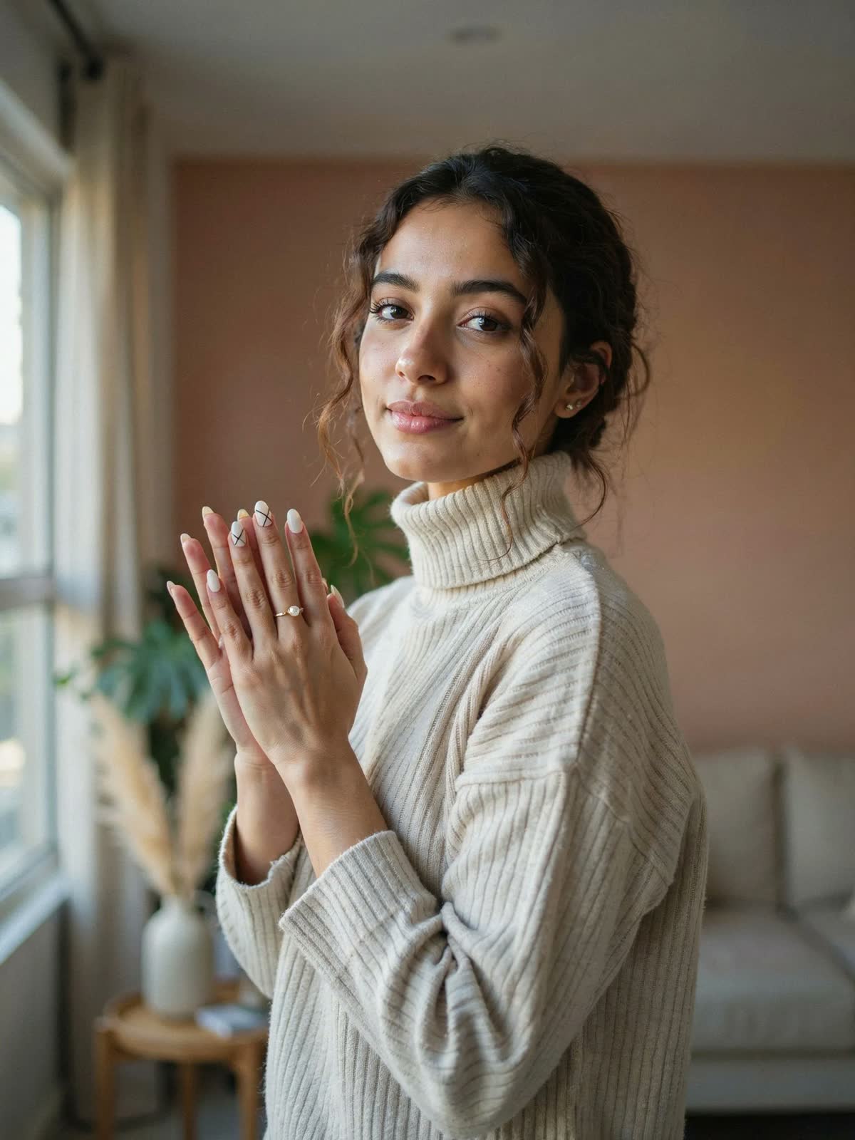 Cliente disfrutando de su manicure a domicilio en Bogotá